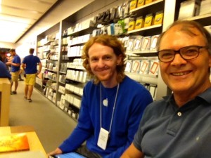 Working on the book at the Apple Store