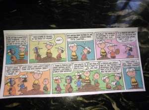 Peanuts Cartoon appearing while our home group studied Job :)